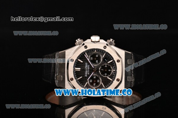 Audemars Piguet Royal Oak Chronograph 41mm Swiss Valjoux 7750 Automatic Steel Case with Black Dial Stick Markers and Black Leather Strap (EF) - Click Image to Close